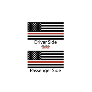 USA Flag w/Red Line Decal for 2022-2023 Jeep Grand Wagoneer 3rd Windows - Matte Black