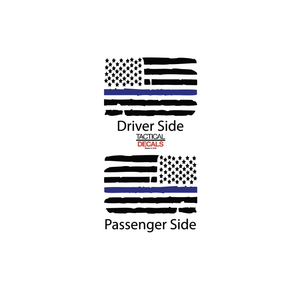 Distressed USA Flag w/Blue Line Decal for 2010-2020 Lexus GX460 3rd Windows - Matte Black