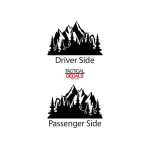 Tactical Decals Outdoor Mountain Scene Decal for 2014-2020 Chevy Colorado Rear Door Windows - Matte Black