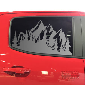 Tactical Decals Outdoor Mountain Scene Decal for 2014-2020 Chevy Colorado Rear Door Windows - Matte Black