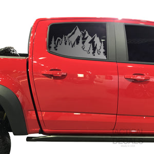 Tactical Decals Outdoor Mountain Scene Decal for 2014-2020 Chevy Colorado Rear Door Windows - Matte Black