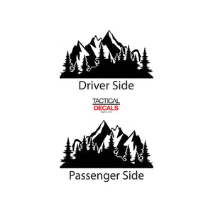 Tactical Decals Outdoors Mountain Scene Decal for 2015-2020 Chevy Tahoe 3rd Windows - Matte Black