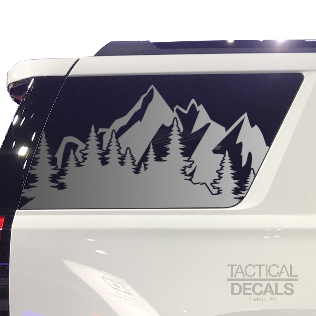 Tactical Decals Outdoors Mountain Scene Decal for 2015-2020 Chevy Tahoe 3rd Windows - Matte Black