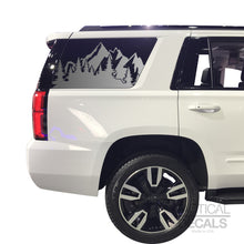 Load image into Gallery viewer, Tactical Decals Outdoors Mountain Scene Decal for 2015-2020 Chevy Tahoe 3rd Windows - Matte Black
