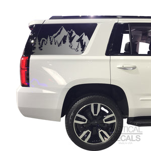 Tactical Decals Outdoors Mountain Scene Decal for 2015-2020 Chevy Tahoe 3rd Windows - Matte Black