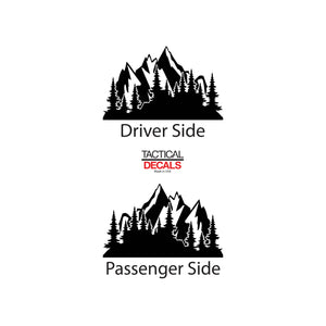 Tactical Decals Outdoors Mountain Scene Design Decal for 2020 Chevy Silverado Rear Door Windows - Matte Black