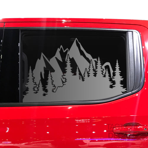 Tactical Decals Outdoors Mountain Scene Design Decal for 2020 Chevy Silverado Rear Door Windows - Matte Black