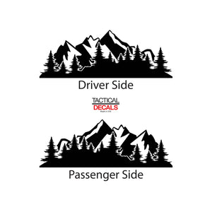 Tactical Decals Outdoors Mountain Scene Decal for 2011 - 2020 Dodge Durango 3rd Windows - Matte Black