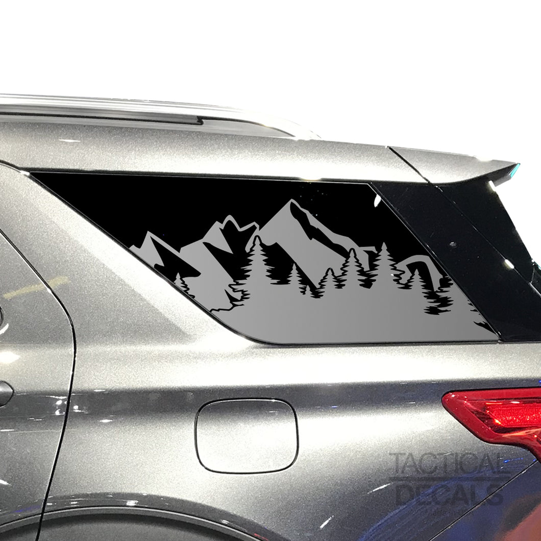 Tactical Decals Outdoors Mountain Scene Decal for 2020 Ford Explorer 3rd Windows - Matte Black