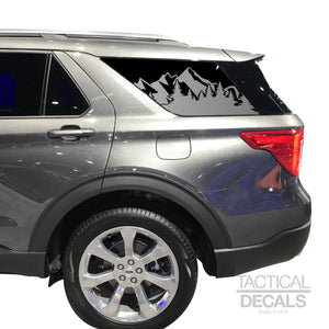 Tactical Decals Outdoors Mountain Scene Decal for 2020 Ford Explorer 3rd Windows - Matte Black