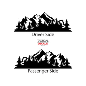 Tactical Decals Outdoors Mountain Scene Decal for 2002-2009 Hummer H2 3rd Windows - Matte Black