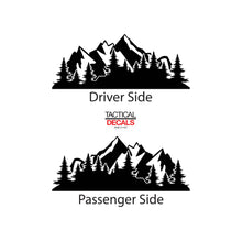 Load image into Gallery viewer, Outdoors Mountain Scene Decal for 2007 - 2020 Jeep Wrangler 2 Door only - Hardtop Windows - Matte Black
