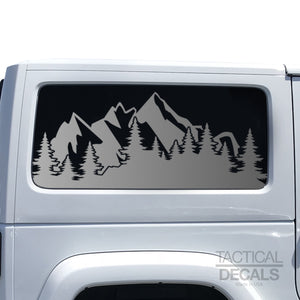 Tactical Decals Outdoors Mountain Scene Decal for 2007 - 2020 Jeep Wrangler 2 Door only - Hardtop Windows - Matte Black