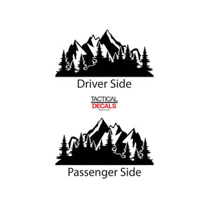 Tactical Decals Outdoor Mountain Scene Decal for 2016 - 2020 Toyota tacoma Rear Door Windows - Matte Black