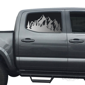 Tactical Decals Outdoor Mountain Scene Decal for 2016 - 2020 Toyota tacoma Rear Door Windows - Matte Black
