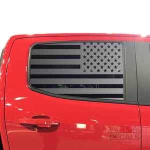 USA Flag Decal for 2014-2020 Chevy Colorado Rear Door Windows - Matte Black