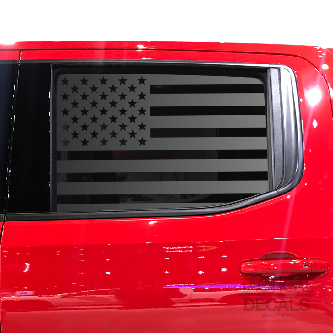 Tactical Decals USA Flag Decal for 2020 Chevy Silverado Rear Door Windows - Matte Black