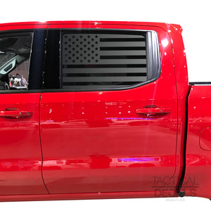 Tactical Decals USA Flag Decal for 2020 Chevy Silverado Rear Door Windows - Matte Black