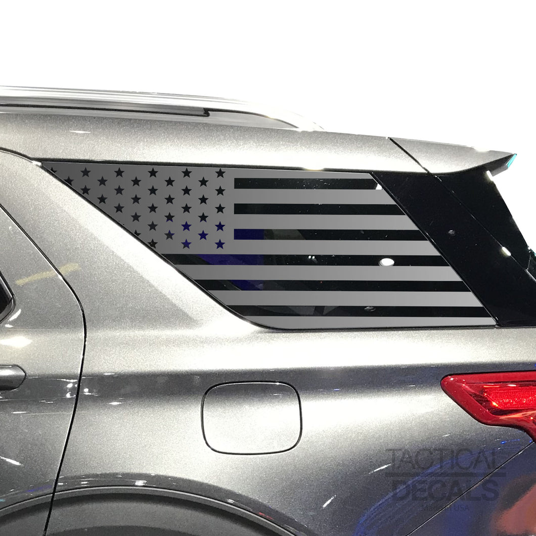 Tactical Decals USA Flag Decal for 2020 Ford Explorer 3rd Windows - Matte Black