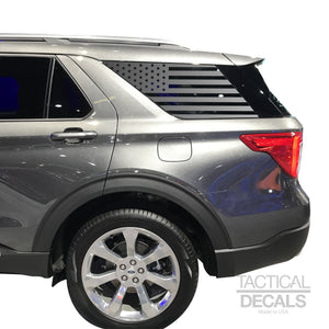Tactical Decals USA Flag Decal for 2020 Ford Explorer 3rd Windows - Matte Black