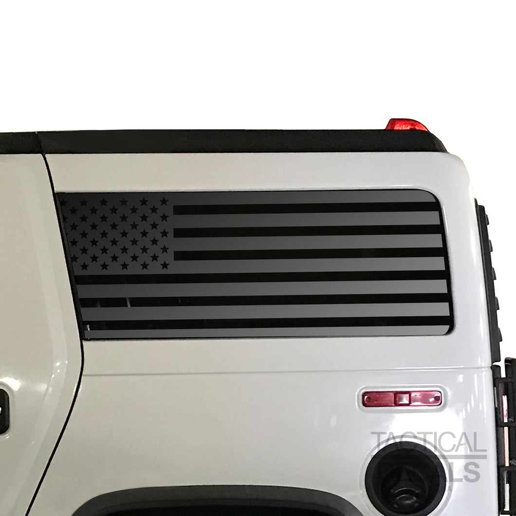 USA Flag Decal for 2002-2009 Hummer H2 3rd Windows - Matte Black