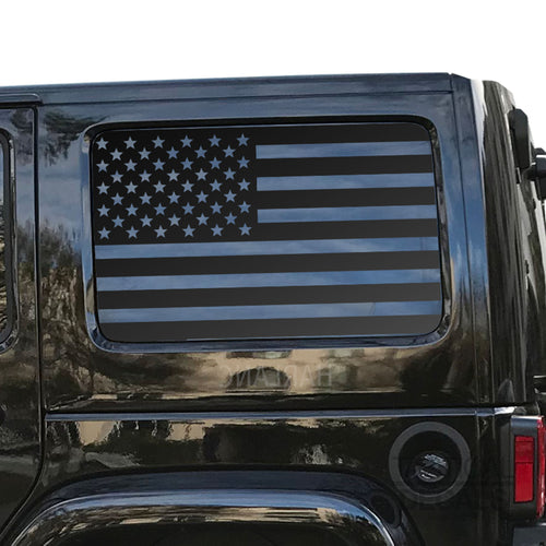 USA Flag Decal for 2007 - 2020 Tactical Decals Jeep Wrangler 4 Door only - Hardtop Windows - Matte Black