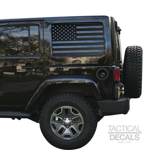 USA Flag Decal for 2007 - 2020 Tactical Decals Jeep Wrangler 4 Door only - Hardtop Windows - Matte Black