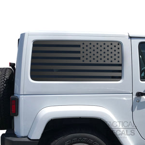 USA Flag Decal for 2007 - 2020 Jeep Wrangler 2 Door only - Hardtop Windows - Matte Black Tactical Decals