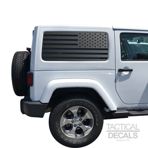 USA Flag Decal for 2007 - 2020 Jeep Wrangler 2 Door only - Hardtop Windows - Matte Black Tactical Decals