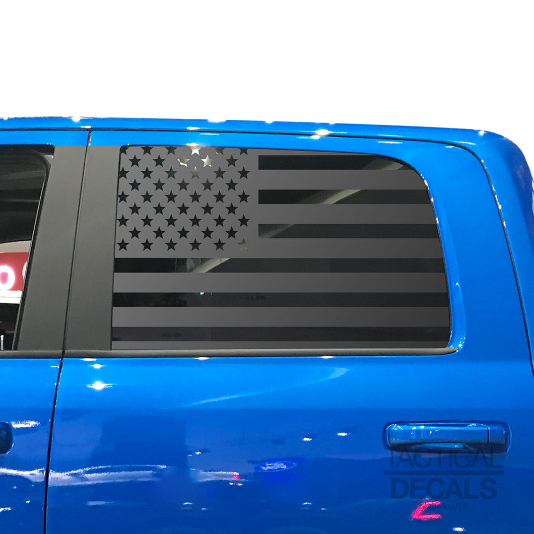 Tactical Decals USA Flag Decal for 2005-2020 Ram 2500 Power Wagon Rear Door Windows - Matte Black