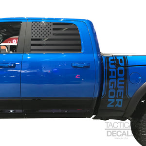 Tactical Decals USA Flag Decal for 2005-2020 Ram 2500 Power Wagon Rear Door Windows - Matte Black