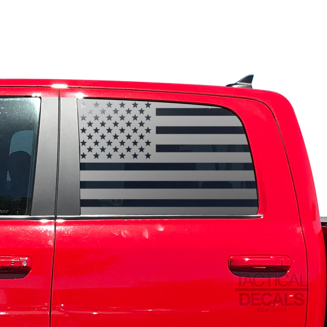 Tactical Decals USA Flag Decal for 2010 - 2018 Ram 1500 Rebel Crew Cab Windows - Matte Black