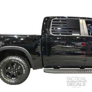 Tactical Decals USA Flag Decal for 2019-2020 Ram 1500 Rebel Rear Door Windows - Matte Black