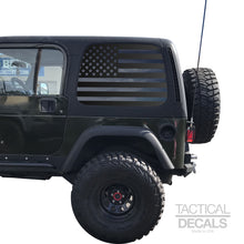 Load image into Gallery viewer, USA Flag Decal for 1997 - 2006 Jeep Wrangler TJ 2 Door only - Hardtop Windows - Matte Black Tactical Decals
