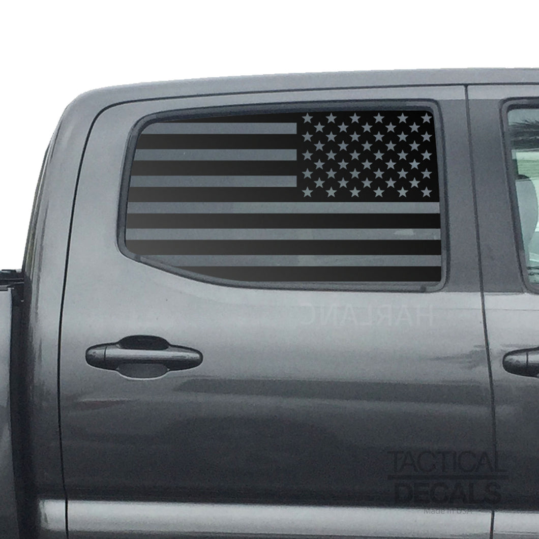 USA Flag Decal for 2016 - 2020 Toyota tacoma Rear Door Windows - Matte Black