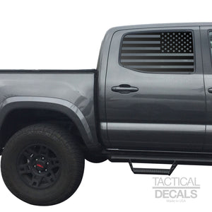 USA Flag Decal for 2016 - 2020 Toyota tacoma Rear Door Windows - Matte Black