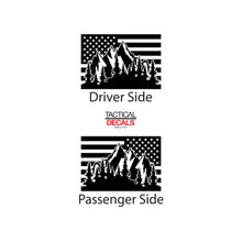 Load image into Gallery viewer, USA Flag w/Mountain Scene Decal for 2014-2020 Chevy Colorado Rear Door Windows - Matte Black
