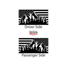 Load image into Gallery viewer, Tactical Decals USA Flag w/Mountain Scene Decal for 2015-2020 Chevy Tahoe 3rd Windows - Matte Black
