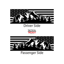 Load image into Gallery viewer, Tactical Decals USA Flag w/Mountain Scene Decal for 2015-2020 GMC Yukon XL 3rd Windows - Matte Black
