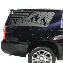 Load image into Gallery viewer, Tactical Decals USA Flag w/Mountain Scene Decal for 2015-2020 GMC Yukon XL 3rd Windows - Matte Black
