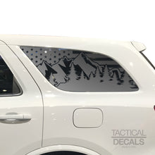 Load image into Gallery viewer, USA Flag w/Mountain Scene Decal for 2011 - 2020 Dodge Durango Windows - Matte Black
