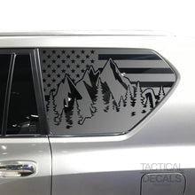 Load image into Gallery viewer, USA Flag w/Mountain Scene Decal for 2010-2020 Lexus GX460 3rd Windows - Matte Black
