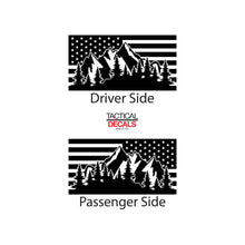 Load image into Gallery viewer, Tactical Decals USA Flag w/Mountain Scene Decal for 2015-2020 GMC Yukon 3rd Windows - Matte Black
