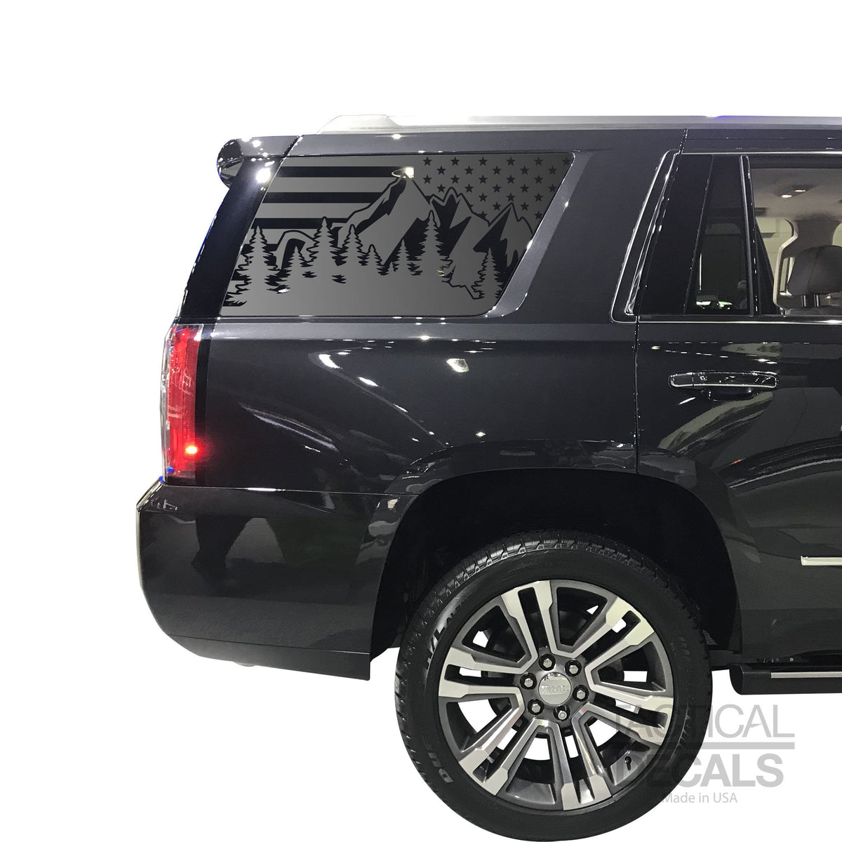 USA Flag w/Mountain Scene Decal for 2015-2020 GMC Yukon 3rd Windows ...