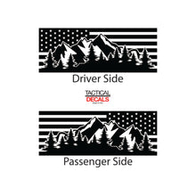 Load image into Gallery viewer, USA Flag w/Mountain Scene Decal for 2002-2009 Hummer H2 3rd Windows - Matte Black
