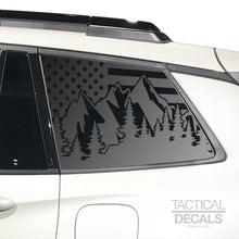 Load image into Gallery viewer, Tactical Decals USA Flag w/Mountains Decal for 2019 - 2020 Honda Passport Windows - Matte Black

