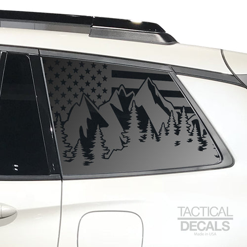 Tactical Decals USA Flag w/Mountains Decal for 2019 - 2020 Honda Passport Windows - Matte Black