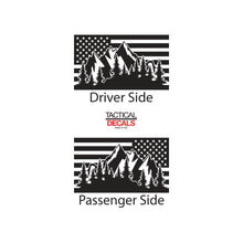 Load image into Gallery viewer, USA Flag w/Mountain Scene Decal for 2002-2009 Jeep Commander 3rd Windows - Matte Black
