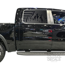 Load image into Gallery viewer, USA Flag w/Mountain Scene Decal for 2018 - 2020 Ram 1500 Rebel Crew Cab Windows - Matte Black
