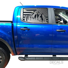 Load image into Gallery viewer, USA Flag w/Mountain Scene Decal for 2020 Ford Ranger Rear door Windows - Matte Black

